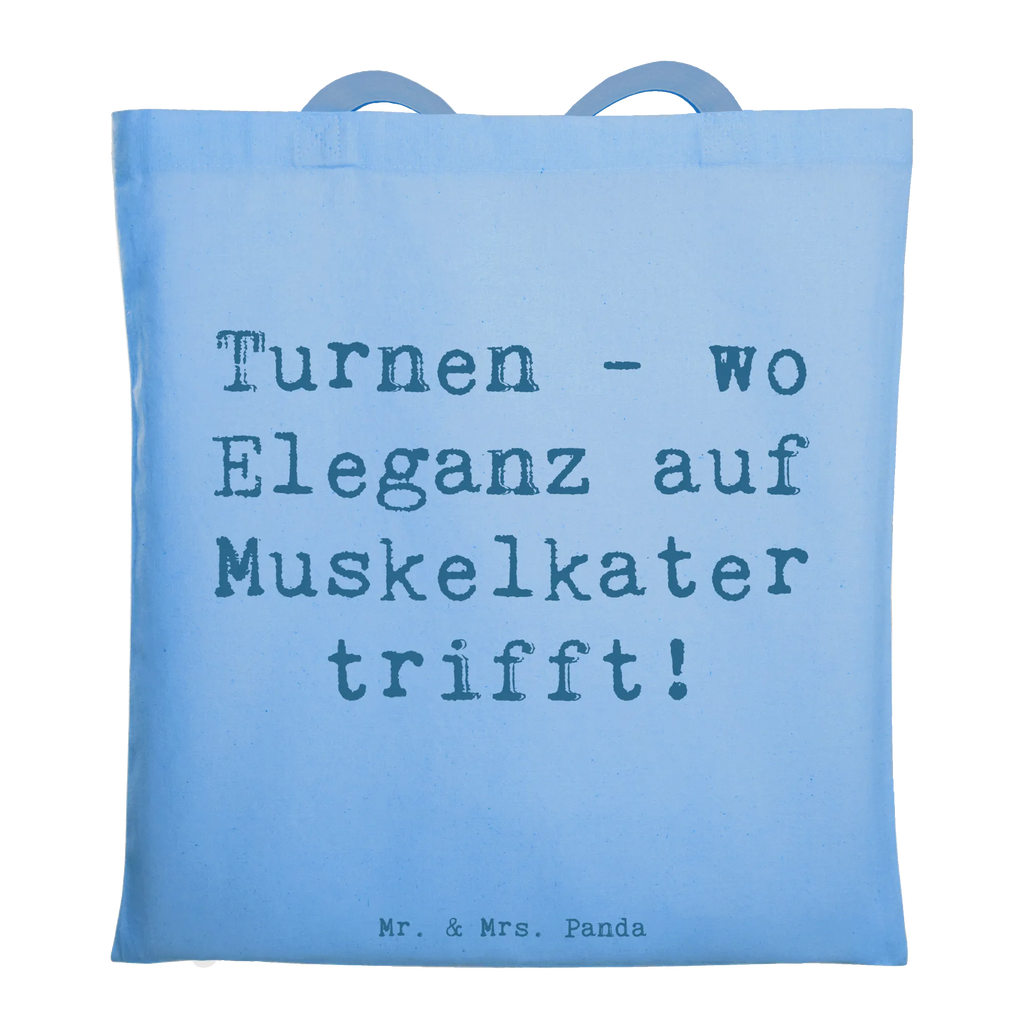 Tote bag Saying Turnen - wo Eleganz auf Muskelkater trifft! Tragetasche, Jutetasche, Jutebeutel, Laptoptasche, Schultertasche, Tasche, Shopper, Beutel, Einkaufstasche, Strandtasche, Stoffbeutel, Badetasche, Beuteltasche, Stofftasche, Einkaufstüte, Umhängetasche, Geschenk, Sport, Sportart, Hobby, Schenken, Danke, Dankeschön, Auszeichnung, Gewinn, Sportler