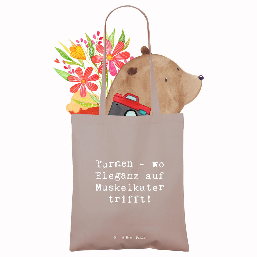 Tote bag Saying Turnen - wo Eleganz auf Muskelkater trifft! Tragetasche, Jutetasche, Jutebeutel, Laptoptasche, Schultertasche, Tasche, Shopper, Beutel, Einkaufstasche, Strandtasche, Stoffbeutel, Badetasche, Beuteltasche, Stofftasche, Einkaufstüte, Umhängetasche, Geschenk, Sport, Sportart, Hobby, Schenken, Danke, Dankeschön, Auszeichnung, Gewinn, Sportler