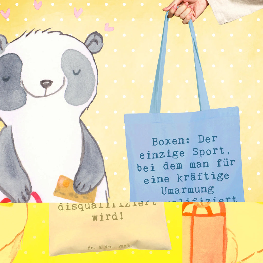 Tote bag Saying Boxen: Der einzige Sport, bei dem man für eine kräftige Umarmung disqualifiziert wird! Beuteltasche, Shopper, Tragetasche, Badetasche, Einkaufstasche, Stoffbeutel, Einkaufstüte, Tasche, Strandtasche, Stofftasche, Laptoptasche, Beutel, Schultertasche, Jutetasche, Jutebeutel, Umhängetasche, Geschenk, Sport, Sportart, Hobby, Schenken, Danke, Dankeschön, Auszeichnung, Gewinn, Sportler