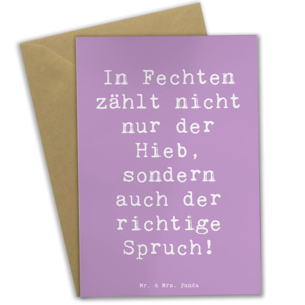 Greetings card Saying In Fechten zählt nicht nur der Hieb, sondern auch der richtige Spruch! Einladungskarte, Klappkarte, Karte, Geburtstagskarte, Grußkarte, Ansichtskarten, Hochzeitskarte, Glückwunschkarte, Geschenk, Sport, Sportart, Hobby, Schenken, Danke, Dankeschön, Auszeichnung, Gewinn, Sportler