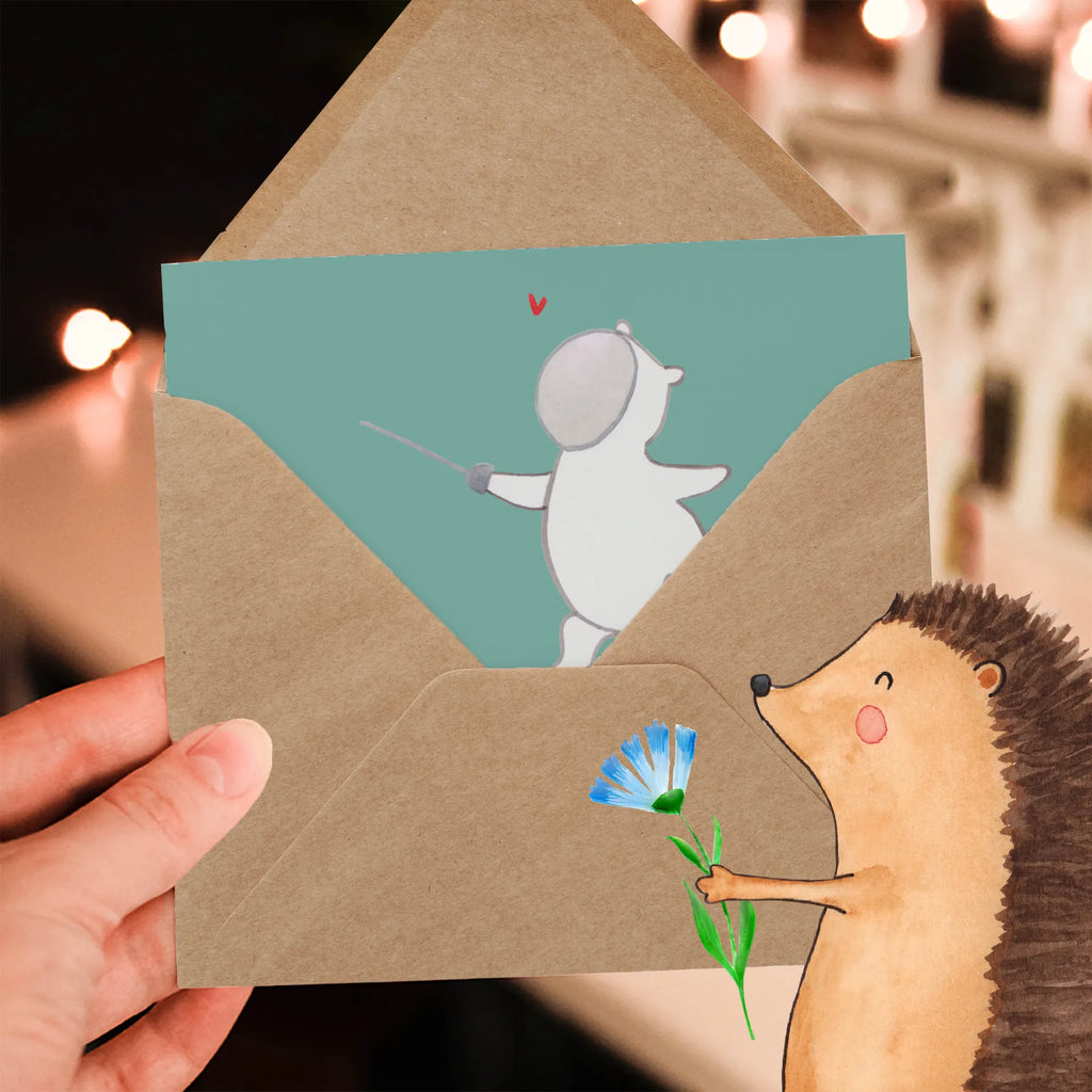 Deluxe Card Fechten: Wo man lernt, wie man elegant seinen Gegner aufspießt! Glückwunschkarte, Hochzeitskarte, Karte, Hochwertige Grußkarte, Klappkarte, Hochwertige Klappkarte, Einladungskarte, Grußkarte, Geburtstagskarte, Geschenk, Sport, Sportart, Hobby, Schenken, Danke, Dankeschön, Auszeichnung, Gewinn, Sportler