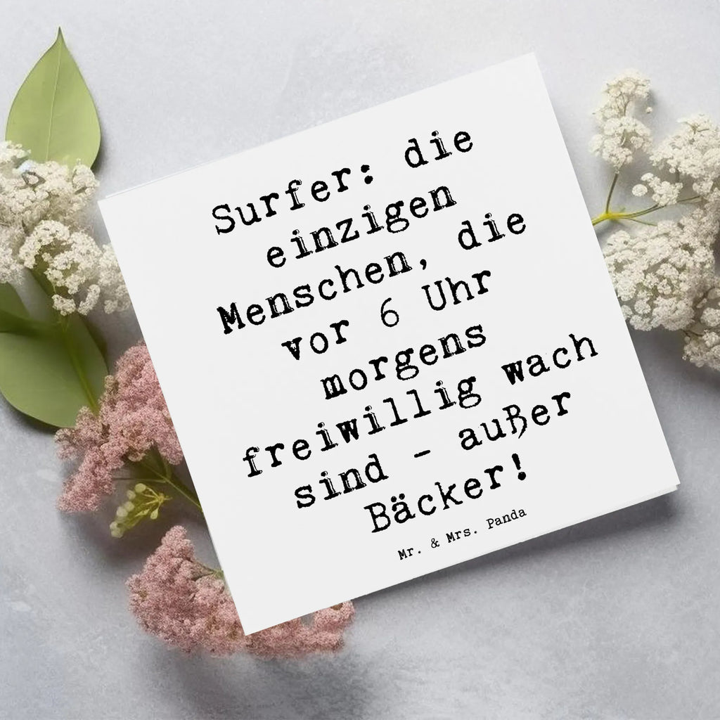 Deluxe Karte Spruch Surfen Frühaufsteher Grußkarte, Hochwertige Klappkarte, Geburtstagskarte, Glückwunschkarte, Klappkarte, Karte, Hochwertige Grußkarte, Einladungskarte, Hochzeitskarte, Geschenk, Sport, Sportart, Hobby, Schenken, Danke, Dankeschön, Auszeichnung, Gewinn, Sportler