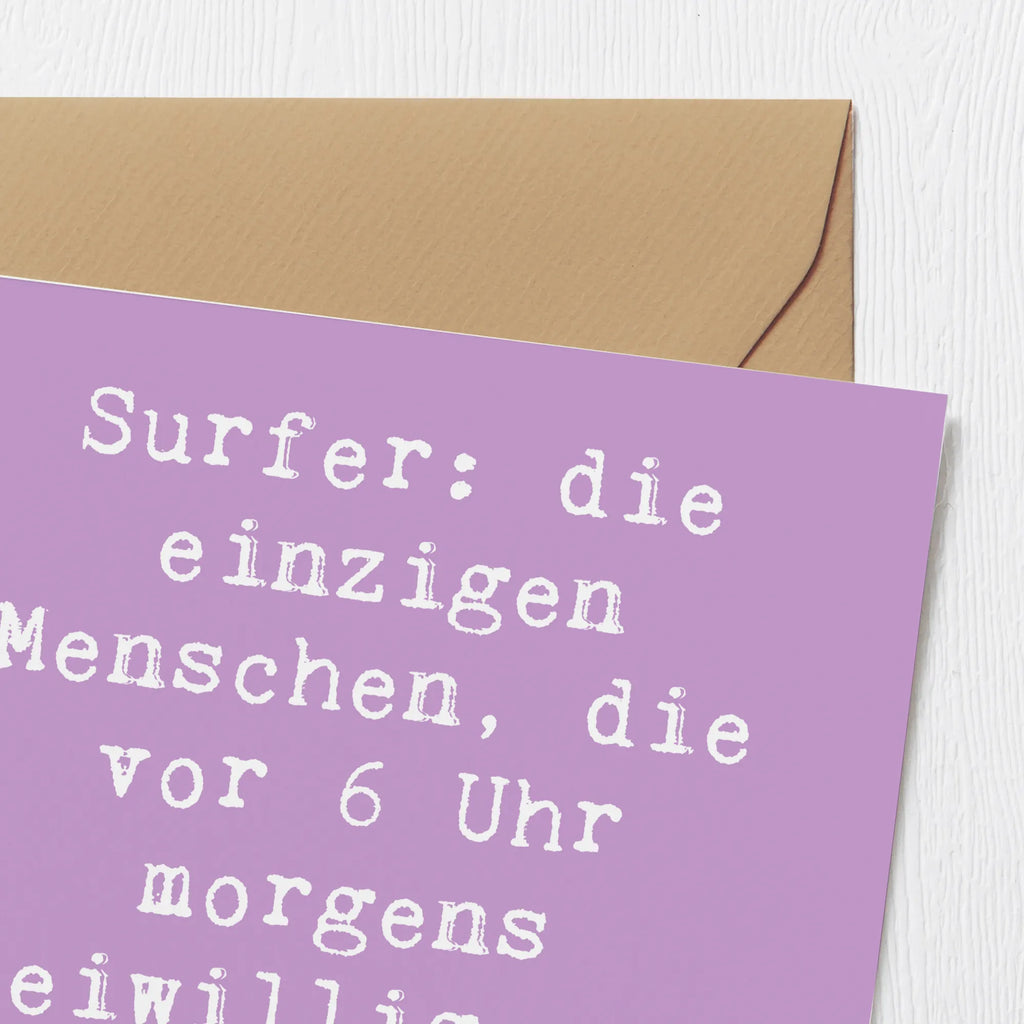 Deluxe Karte Spruch Surfen Frühaufsteher Grußkarte, Hochwertige Klappkarte, Geburtstagskarte, Glückwunschkarte, Klappkarte, Karte, Hochwertige Grußkarte, Einladungskarte, Hochzeitskarte, Geschenk, Sport, Sportart, Hobby, Schenken, Danke, Dankeschön, Auszeichnung, Gewinn, Sportler