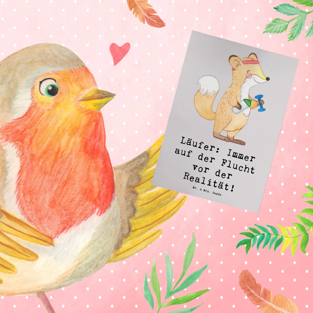 Greetings card Läufer: Immer auf der Flucht vor der Realität! Klappkarte, Karte, Grußkarte, Ansichtskarten, Einladungskarte, Hochzeitskarte, Geburtstagskarte, Glückwunschkarte, Geschenk, Sport, Sportart, Hobby, Schenken, Danke, Dankeschön, Auszeichnung, Gewinn, Sportler