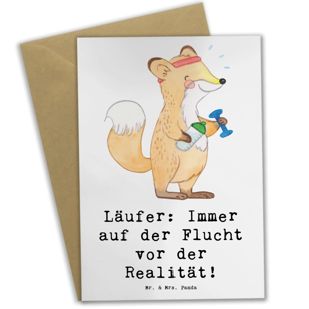 Greetings card Läufer: Immer auf der Flucht vor der Realität! Klappkarte, Karte, Grußkarte, Ansichtskarten, Einladungskarte, Hochzeitskarte, Geburtstagskarte, Glückwunschkarte, Geschenk, Sport, Sportart, Hobby, Schenken, Danke, Dankeschön, Auszeichnung, Gewinn, Sportler