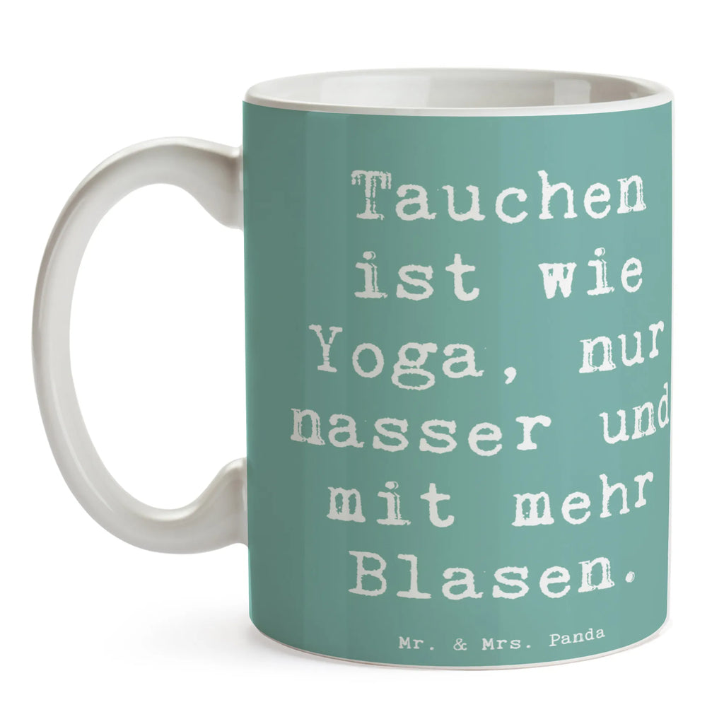 Mug Saying Tauchen ist wie Yoga, nur nasser und mit mehr Blasen. Porzellantasse, Tasse, Tasse mit Motiven, Teetasse, Tasse mit Zitaten, Keramiktasse, Bürotasse, Geschenktasse, Kaffeetasse, Geschenk, Sport, Sportart, Hobby, Schenken, Danke, Dankeschön, Auszeichnung, Gewinn, Sportler