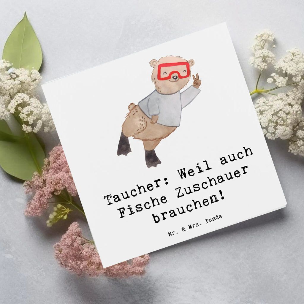 Deluxe Card Taucher: Weil auch Fische Zuschauer brauchen! Hochwertige Klappkarte, Grußkarte, Karte, Glückwunschkarte, Geburtstagskarte, Hochzeitskarte, Einladungskarte, Hochwertige Grußkarte, Klappkarte, Geschenk, Sport, Sportart, Hobby, Schenken, Danke, Dankeschön, Auszeichnung, Gewinn, Sportler