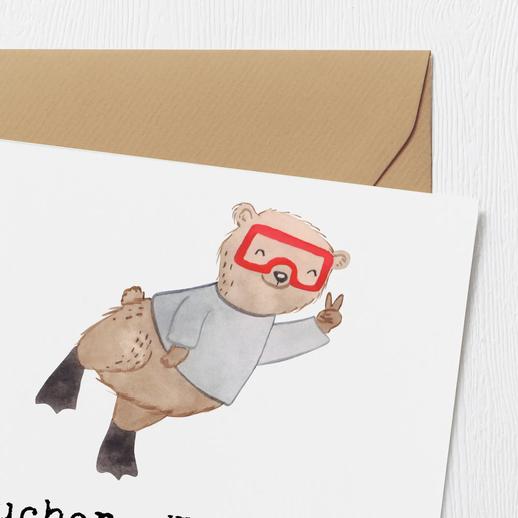 Deluxe Card Taucher: Weil auch Fische Zuschauer brauchen! Hochwertige Klappkarte, Grußkarte, Karte, Glückwunschkarte, Geburtstagskarte, Hochzeitskarte, Einladungskarte, Hochwertige Grußkarte, Klappkarte, Geschenk, Sport, Sportart, Hobby, Schenken, Danke, Dankeschön, Auszeichnung, Gewinn, Sportler