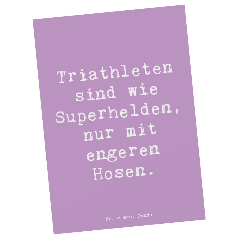 Postcard Saying Triathleten sind wie Superhelden, nur mit engeren Hosen. Ansichtskarten, Karte, Postkarte, Ansichtskarte, Einladungskarten Geburtstag, Einladung, Geburtstagskarte, Einladung Geburtstag, Dankeskarte, Geschenkkarte, Grußkarte, Einladungskarte, Geschenk, Sport, Sportart, Hobby, Schenken, Danke, Dankeschön, Auszeichnung, Gewinn, Sportler