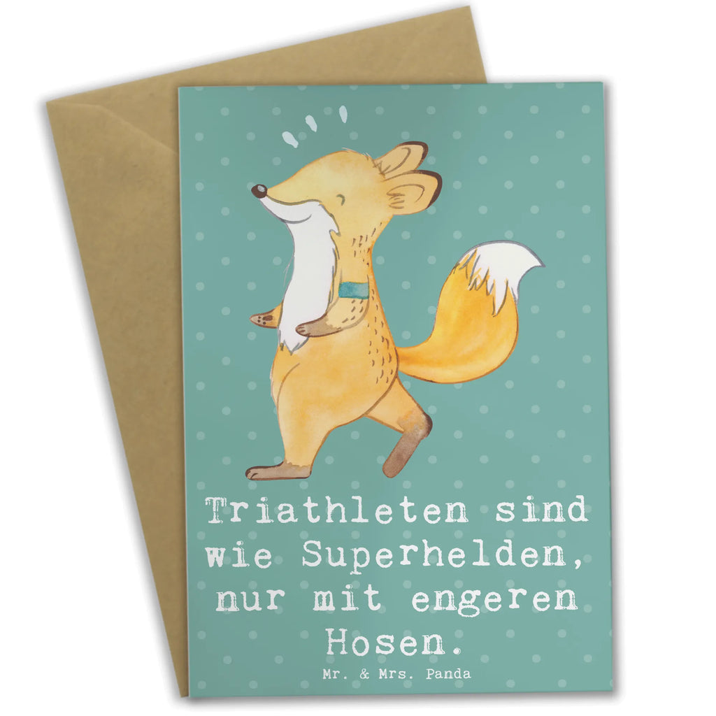 Greetings card Triathleten sind wie Superhelden, nur mit engeren Hosen. Glückwunschkarte, Grußkarte, Geburtstagskarte, Hochzeitskarte, Klappkarte, Einladungskarte, Karte, Ansichtskarten, Geschenk, Sport, Sportart, Hobby, Schenken, Danke, Dankeschön, Auszeichnung, Gewinn, Sportler