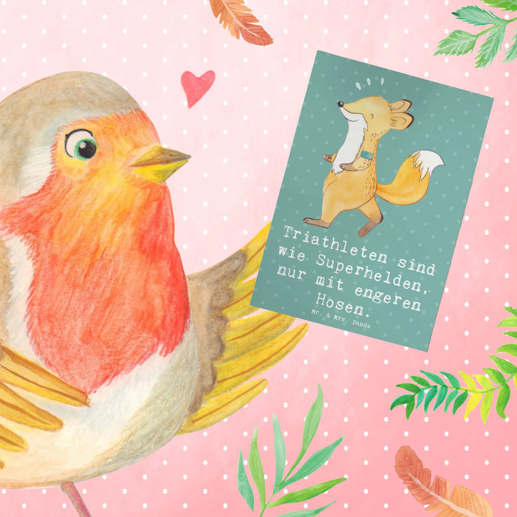 Greetings card Triathleten sind wie Superhelden, nur mit engeren Hosen. Glückwunschkarte, Grußkarte, Geburtstagskarte, Hochzeitskarte, Klappkarte, Einladungskarte, Karte, Ansichtskarten, Geschenk, Sport, Sportart, Hobby, Schenken, Danke, Dankeschön, Auszeichnung, Gewinn, Sportler