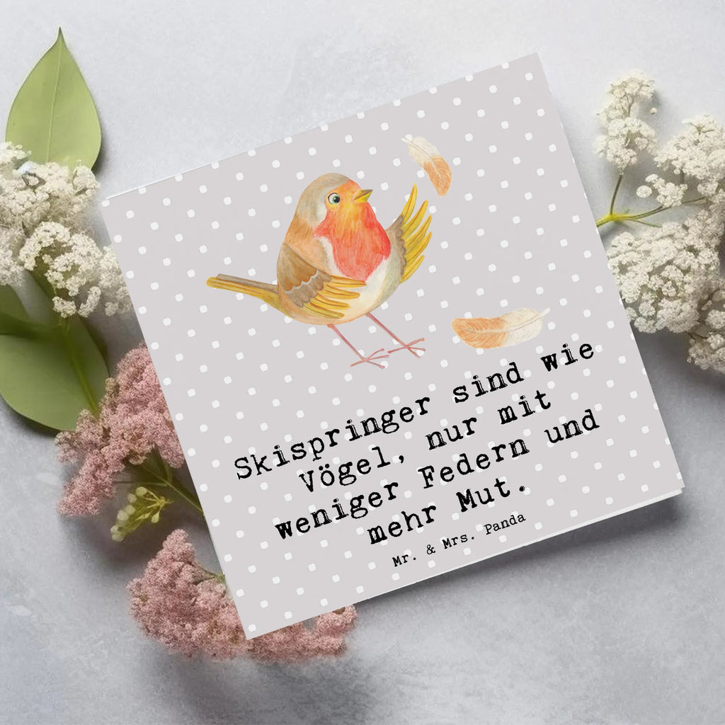 Deluxe Card Skispringer sind wie Vögel, nur mit weniger Federn und mehr Mut. Klappkarte, Karte, Hochwertige Grußkarte, Einladungskarte, Hochwertige Klappkarte, Glückwunschkarte, Hochzeitskarte, Grußkarte, Geburtstagskarte, Geschenk, Sport, Sportart, Hobby, Schenken, Danke, Dankeschön, Auszeichnung, Gewinn, Sportler