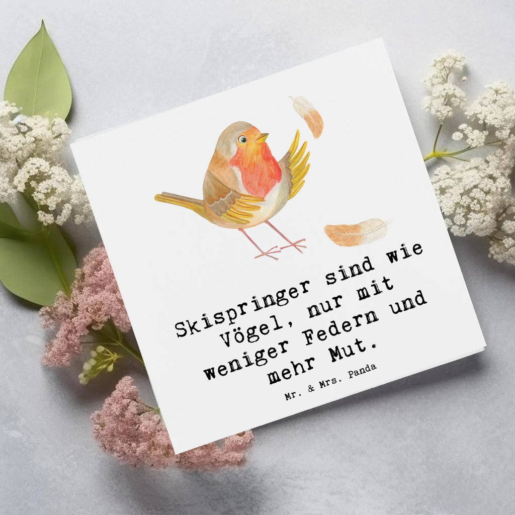 Deluxe Card Skispringer sind wie Vögel, nur mit weniger Federn und mehr Mut. Klappkarte, Karte, Hochwertige Grußkarte, Einladungskarte, Hochwertige Klappkarte, Glückwunschkarte, Hochzeitskarte, Grußkarte, Geburtstagskarte, Geschenk, Sport, Sportart, Hobby, Schenken, Danke, Dankeschön, Auszeichnung, Gewinn, Sportler