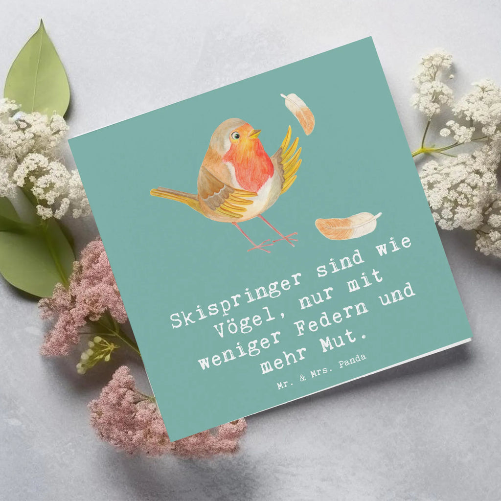 Deluxe Card Skispringer sind wie Vögel, nur mit weniger Federn und mehr Mut. Klappkarte, Karte, Hochwertige Grußkarte, Einladungskarte, Hochwertige Klappkarte, Glückwunschkarte, Hochzeitskarte, Grußkarte, Geburtstagskarte, Geschenk, Sport, Sportart, Hobby, Schenken, Danke, Dankeschön, Auszeichnung, Gewinn, Sportler