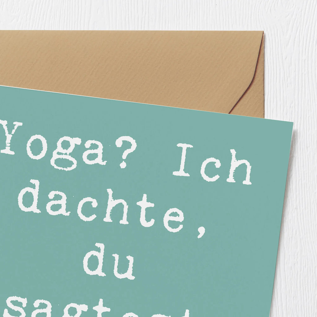 Deluxe Card Yoga? Ich dachte, du sagtest Joghurt! Grußkarte, Hochzeitskarte, Klappkarte, Geburtstagskarte, Hochwertige Grußkarte, Hochwertige Klappkarte, Karte, Einladungskarte, Glückwunschkarte, Geschenk, Sport, Sportart, Hobby, Schenken, Danke, Dankeschön, Auszeichnung, Gewinn, Sportler