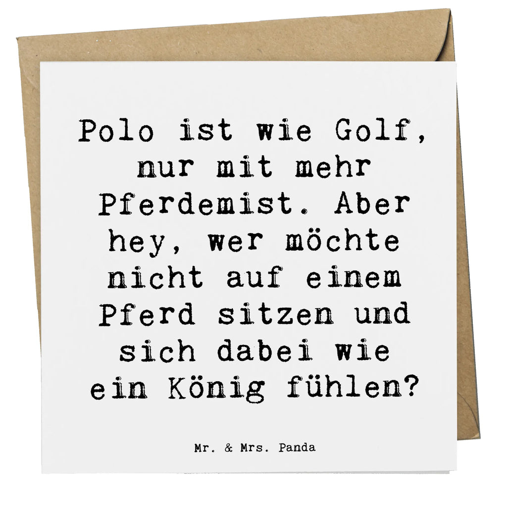 Deluxe Card Saying Polo ist wie Golf, nur mit mehr Pferdemist. Aber hey, wer möchte nicht auf einem Pferd sitzen und sich dabei wie ein König fühlen? Hochzeitskarte, Geburtstagskarte, Klappkarte, Karte, Hochwertige Grußkarte, Hochwertige Klappkarte, Glückwunschkarte, Einladungskarte, Grußkarte, Geschenk, Sport, Sportart, Hobby, Schenken, Danke, Dankeschön, Auszeichnung, Gewinn, Sportler