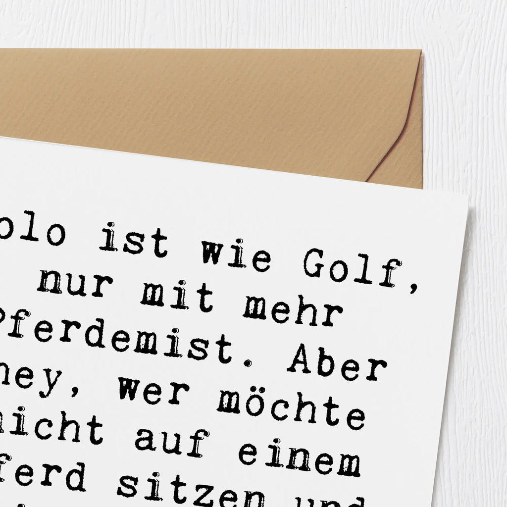 Deluxe Card Saying Polo ist wie Golf, nur mit mehr Pferdemist. Aber hey, wer möchte nicht auf einem Pferd sitzen und sich dabei wie ein König fühlen? Hochzeitskarte, Geburtstagskarte, Klappkarte, Karte, Hochwertige Grußkarte, Hochwertige Klappkarte, Glückwunschkarte, Einladungskarte, Grußkarte, Geschenk, Sport, Sportart, Hobby, Schenken, Danke, Dankeschön, Auszeichnung, Gewinn, Sportler