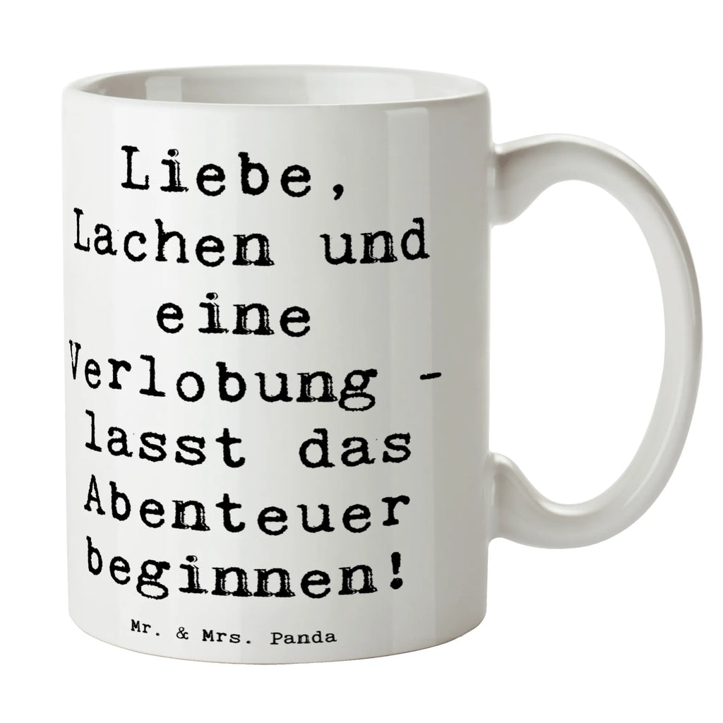 Tasse Spruch Verlobungsfeier Abenteuer Kaffeetasse, Bürotasse, Geschenktasse, Tasse, Porzellantasse, Teetasse, Tasse mit Zitaten, Keramiktasse, Tasse mit Motiven, Hochzeit, Hochzeitsgeschenk, Ehe, Hochzeitsfeier, Trauung, Trauungsgeschenk, Hochzeitskarte, Verlobungsfeier, Verlobungsgeschenk, Hochzeitsgeschenkideen, Hochzeitsgeschenke für Brautpaar