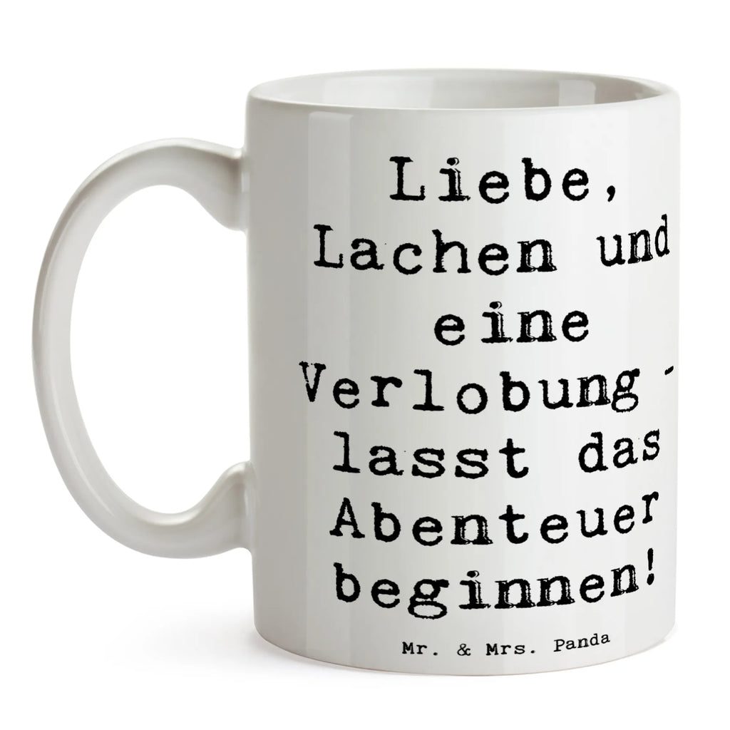 Tasse Spruch Verlobungsfeier Abenteuer Kaffeetasse, Bürotasse, Geschenktasse, Tasse, Porzellantasse, Teetasse, Tasse mit Zitaten, Keramiktasse, Tasse mit Motiven, Hochzeit, Hochzeitsgeschenk, Ehe, Hochzeitsfeier, Trauung, Trauungsgeschenk, Hochzeitskarte, Verlobungsfeier, Verlobungsgeschenk, Hochzeitsgeschenkideen, Hochzeitsgeschenke für Brautpaar