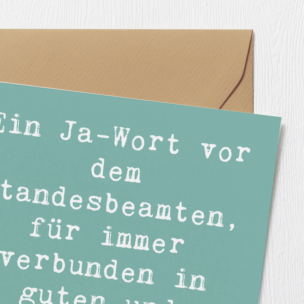 Deluxe Card Saying Ein Ja-Wort vor dem Standesbeamten, für immer verbunden in guten und schlechten Zeiten. Karte, Grußkarte, Klappkarte, Einladungskarte, Glückwunschkarte, Hochzeitskarte, Geburtstagskarte, Hochwertige Grußkarte, Hochwertige Klappkarte, Hochzeit, Hochzeitsgeschenk, Ehe, Hochzeitsfeier, Trauung, Trauungsgeschenk, Verlobungsfeier, Verlobungsgeschenk, Hochzeitsgeschenkideen, Hochzeitsgeschenke für Brautpaar