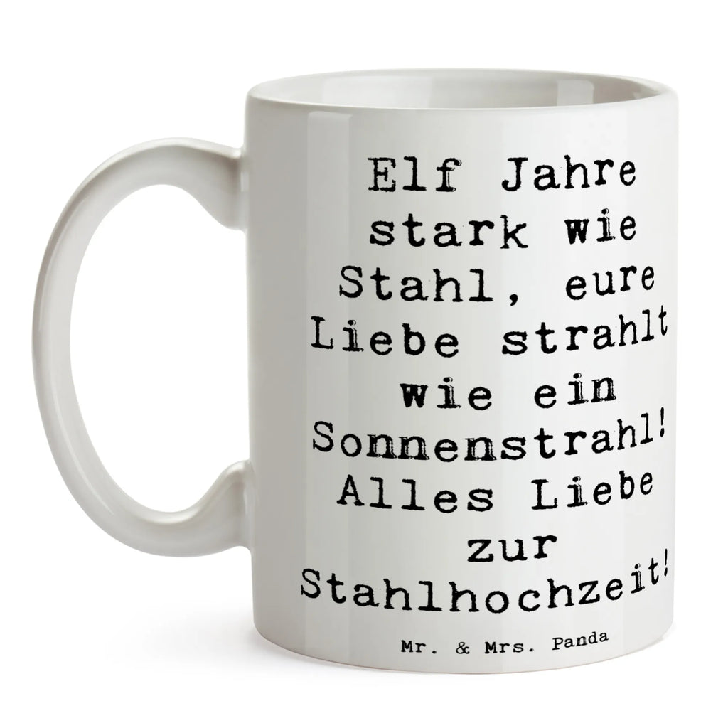 Mug Saying Elf Jahre stark wie Stahl, eure Liebe strahlt wie ein Sonnenstrahl! Alles Liebe zur Stahlhochzeit! Porzellantasse, Tasse mit Motiven, Teetasse, Kaffeetasse, Tasse mit Zitaten, Bürotasse, Geschenktasse, Tasse, Keramiktasse, Hochzeit, Hochzeitsgeschenk, Ehe, Hochzeitsfeier, Trauung, Trauungsgeschenk, Hochzeitskarte, Verlobungsfeier, Verlobungsgeschenk, Hochzeitsgeschenkideen, Hochzeitsgeschenke für Brautpaar