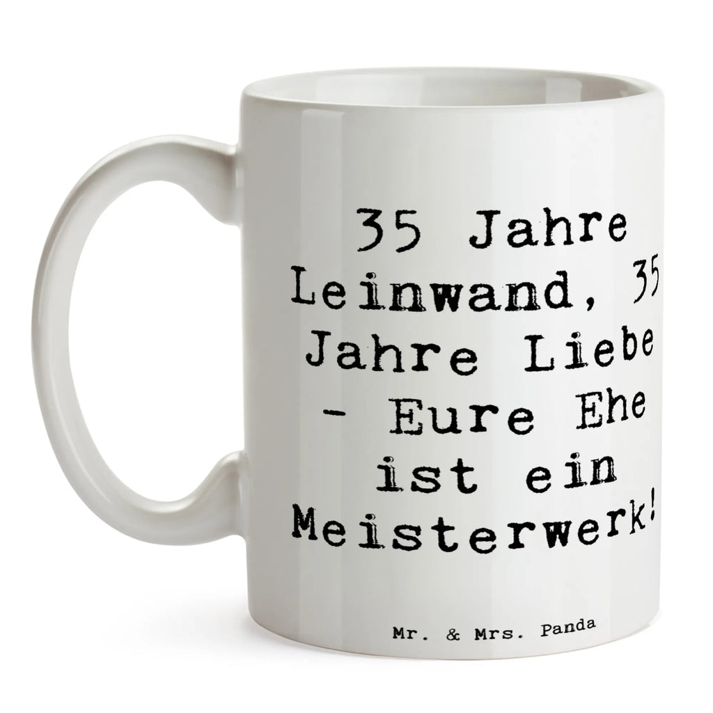 Mug Saying 35 Jahre Leinwand, 35 Jahre Liebe - Eure Ehe ist ein Meisterwerk! Teetasse, Bürotasse, Geschenktasse, Porzellantasse, Keramiktasse, Tasse mit Motiven, Tasse mit Zitaten, Kaffeetasse, Tasse, Hochzeit, Hochzeitsgeschenk, Ehe, Hochzeitsfeier, Trauung, Trauungsgeschenk, Hochzeitskarte, Verlobungsfeier, Verlobungsgeschenk, Hochzeitsgeschenkideen, Hochzeitsgeschenke für Brautpaar