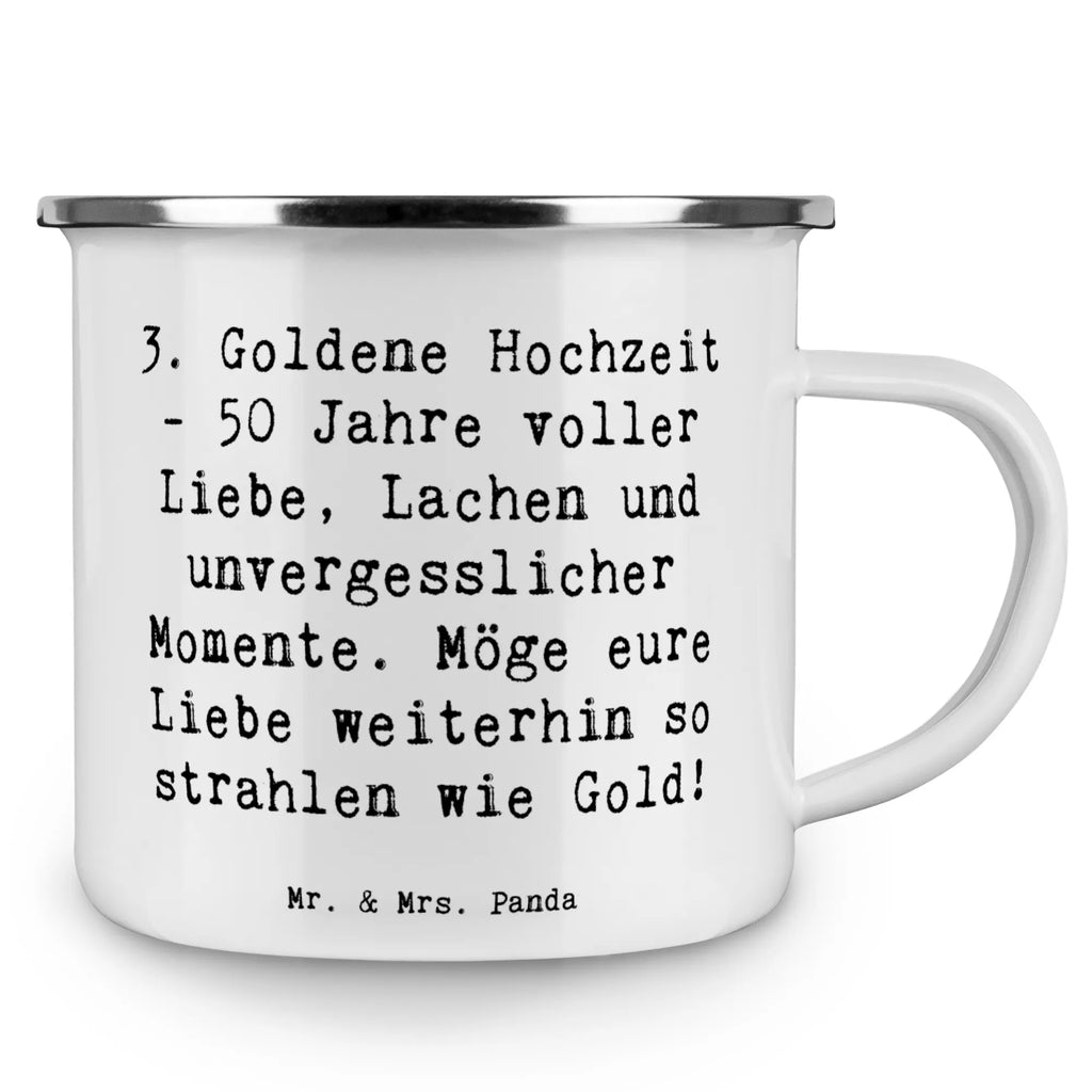Enamel camping mug Saying 3. Goldene Hochzeit - 50 Jahre voller Liebe, Lachen und unvergesslicher Momente. Möge eure Liebe weiterhin so strahlen wie Gold! Metalltasse, Tasse Emaille, Blechtasse, wanderbecher, Tasse, Becher, Trinkbecher, Pott, Teetasse, Teebecher, Reisebecher, Kaffeebecher, Emaille Becher, Campingbecher, Emaille Tasse, metallbecher, becher emaille, blechbecher, Campingtasse, wandertasse, Emailletasse, emaillebecher, Kaffeetasse, reisetasse, Hochzeitskarte, Hochzeit, Hochzeitsgeschenk, Ehe, Hochzeitsfeier, Trauung, Trauungsgeschenk, Verlobungsfeier, Verlobungsgeschenk, Hochzeitsgeschenkideen, Hochzeitsgeschenke für Brautpaar