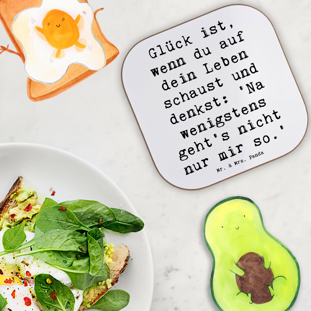 Square coaster Saying Glück ist, wenn du auf dein Leben schaust und denkst: 'Na wenigstens geht's nicht nur mir so.' Korkuntersetzer, Glasuntersetzer, Untersetzer Gläser, Holzuntersetzer, Untersetzer für Gläser, Getränkeuntersetzer, Tassen Untersetzer, Untersetzer aus Holz, Bierdeckel, Untersetzer Holz, Untersetzer, Untersetzer Design