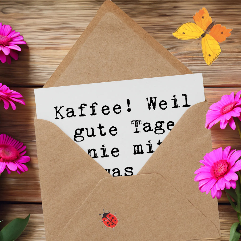Deluxe Karte Spruch Freude am Kaffee Grußkarte, Hochwertige Klappkarte, Glückwunschkarte, Karte, Geburtstagskarte, Einladungskarte, Hochwertige Grußkarte, Klappkarte, Hochzeitskarte