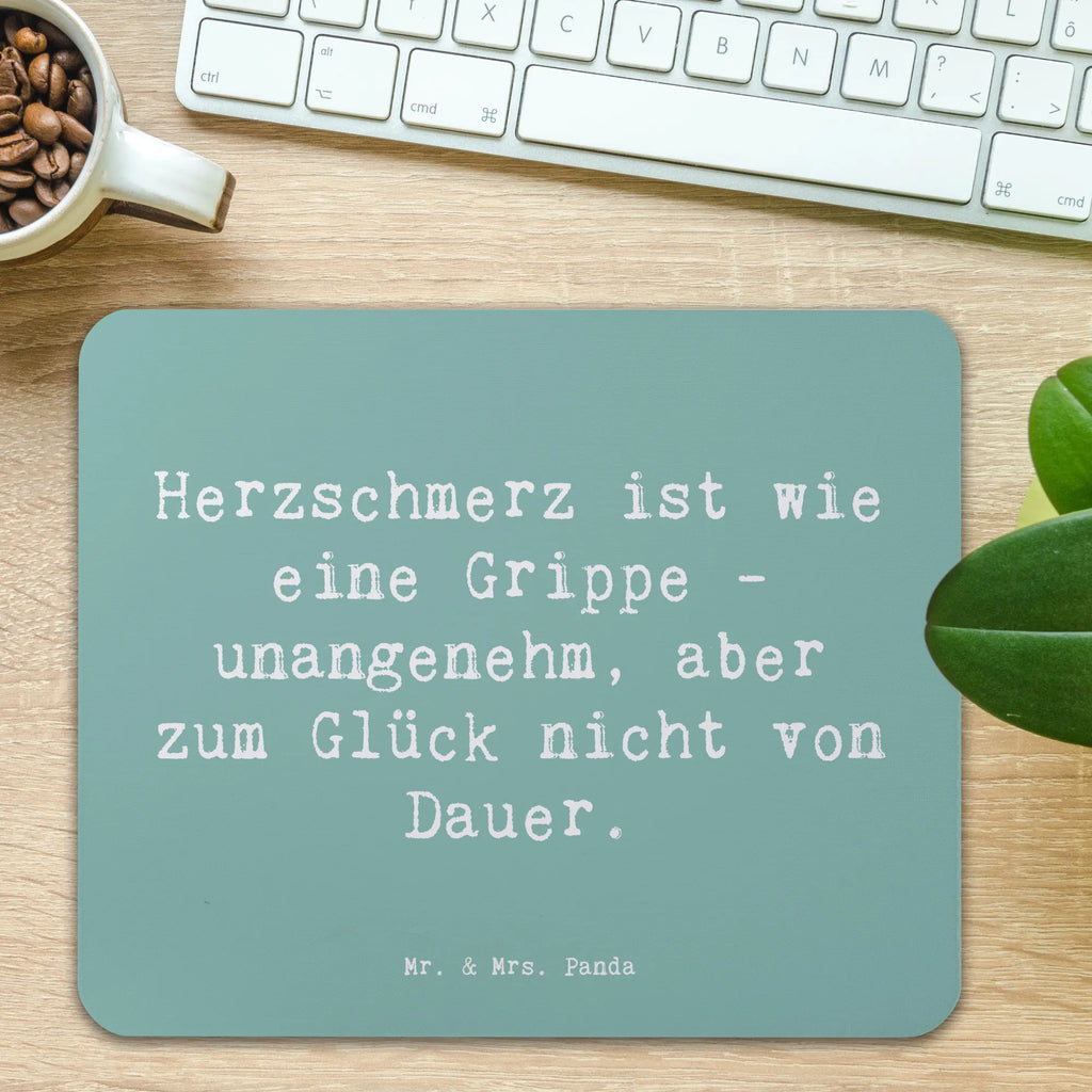 Mouse mat Saying Herzschmerz ist wie eine Grippe - unangenehm, aber zum Glück nicht von Dauer. Arbeitszimmer, Büroausstattung, PC Zubehör, Computer zubehör, Mausunterlage, Mousepad, Mauspad Büro, Einzigartiges Mauspad, Mauspad, Designer Mauspad
