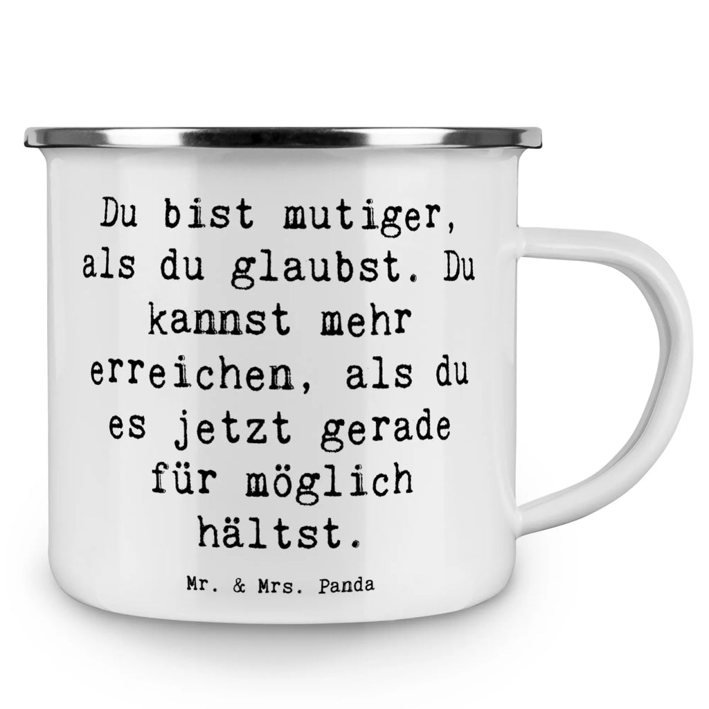 Enamel camping mug Saying Du bist mutiger, als du glaubst. Du kannst mehr erreichen, als du es jetzt gerade für möglich hältst. Camping Tasse Emaille, Emaille Tasse Camping, Emaille Trinkbecher, Campingbecher, Kaffee Blechtasse, Blechtasse, Metalltasse, Blechtasse Outdoor, Campingtasse, Metalltasse für Camping, Metall Tasse, Camping Becher Edelstahl, Emaille Tasse, Emaille Becher, Camping Tassen, Outdoor Becher, Emaille Becher Camping, Tasse Camping, Campingtassen, Outdoor Tasse, Emaille Tassen, Camping Becher, Emailletasse, Blechtassen, Camping Tasse Metall, Trinkbecher, Tasse Emaille, Emaille Campingbecher, Edelstahl Trinkbecher, Camping Tassen Emaille, sprüche, zitate, spruch kollektion, inspiration, motivation, lebensweisheiten, geschenkideen, wanddeko, wohnaccessoires, sprüche sammlung, schöne sprüche, glück, liebe, freude, lächeln, alltag verschönern, nachhaltige geschenke, dekoration, kreativ, einzigartig, shopify, mr and mrs panda