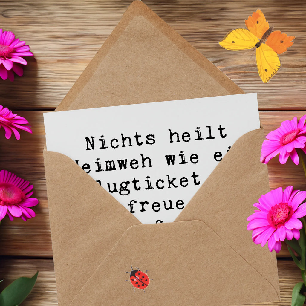 Deluxe Karte Spruch Heimweh Ticket Hochzeitskarte, Hochwertige Grußkarte, Einladungskarte, Geburtstagskarte, Grußkarte, Klappkarte, Glückwunschkarte, Karte, Hochwertige Klappkarte