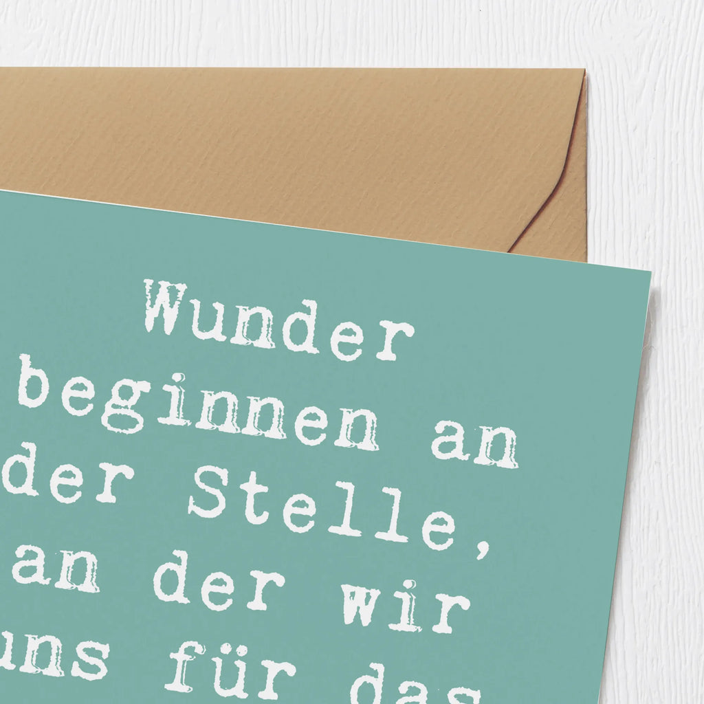 Deluxe Card Saying Wunder beginnen an der Stelle, an der wir uns für das Unmögliche öffnen. Grußkarte, Glückwunschkarte, Hochwertige Klappkarte, Geburtstagskarte, Hochzeitskarte, Hochwertige Grußkarte, Karte, Klappkarte, Einladungskarte