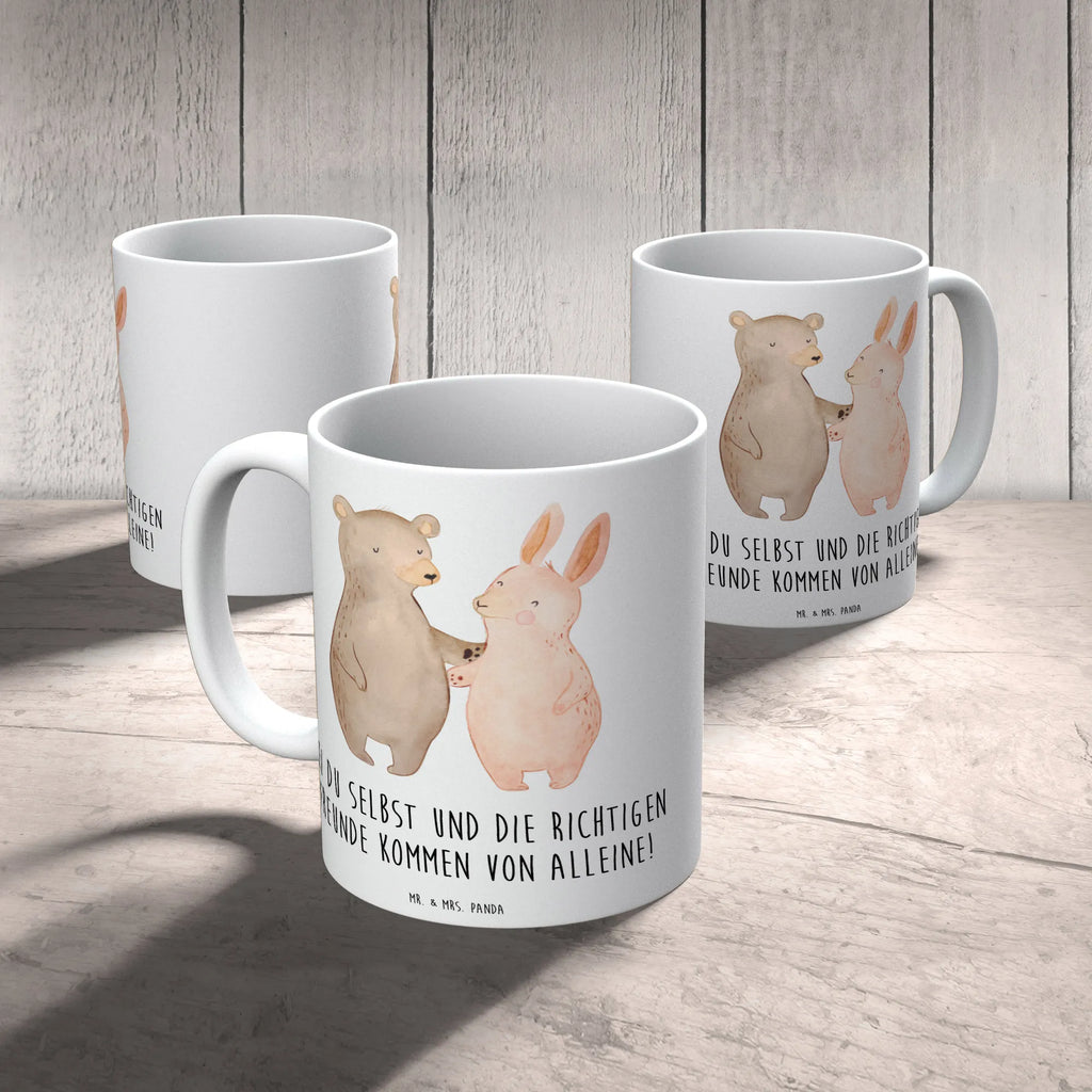 Mug Sei du selbst und die richtigen Freunde kommen von alleine! Kaffeetasse, Tasse mit Motiven, Tasse, Bürotasse, Porzellantasse, Tasse mit Zitaten, Geschenktasse, Teetasse, Keramiktasse