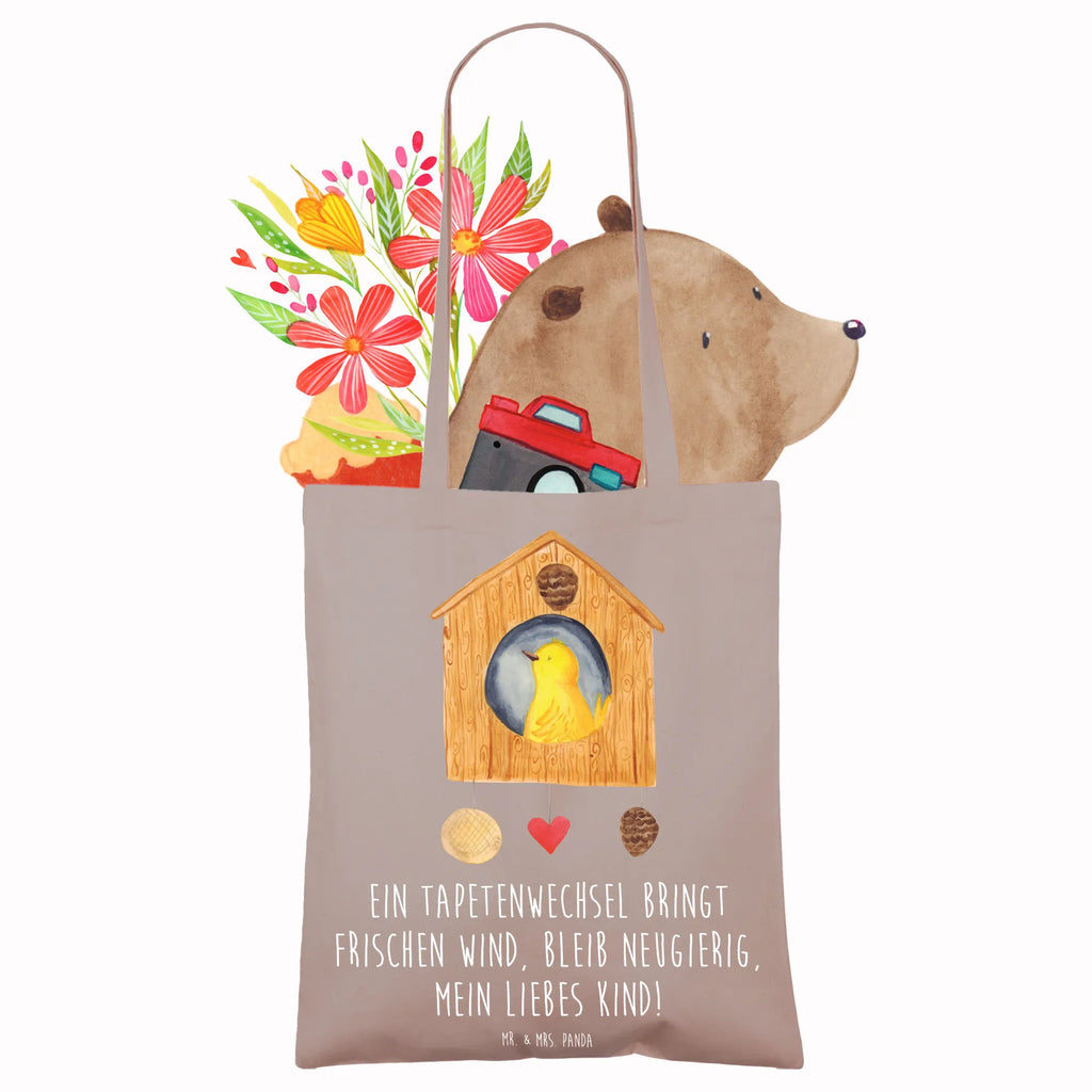 Tote bag Ein Tapetenwechsel bringt frischen Wind, bleib neugierig, mein liebes Kind! Einkaufstüte, Tragetasche, Badetasche, Laptoptasche, Umhängetasche, Beuteltasche, Beutel, Jutetasche, Stoffbeutel, Stofftasche, Jutebeutel, Shopper, Schultertasche, Einkaufstasche, Tasche, Strandtasche