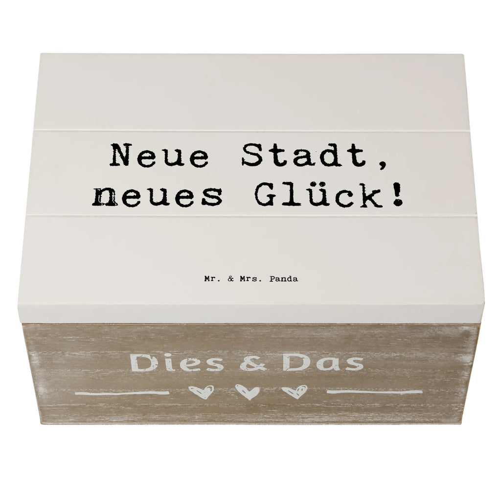 Wooden chest Saying Neue Stadt, neues Glück! XXL, Kiste, Schatulle, Aufbewahrungsbox, Geschenkdose, Truhe, Erinnerungsbox, Erinnerungskiste, Dekokiste, Schatzkiste, Geschenkbox, Holzkiste