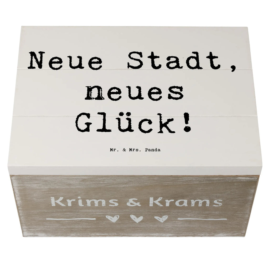 Wooden chest Saying Neue Stadt, neues Glück! XXL, Kiste, Schatulle, Aufbewahrungsbox, Geschenkdose, Truhe, Erinnerungsbox, Erinnerungskiste, Dekokiste, Schatzkiste, Geschenkbox, Holzkiste