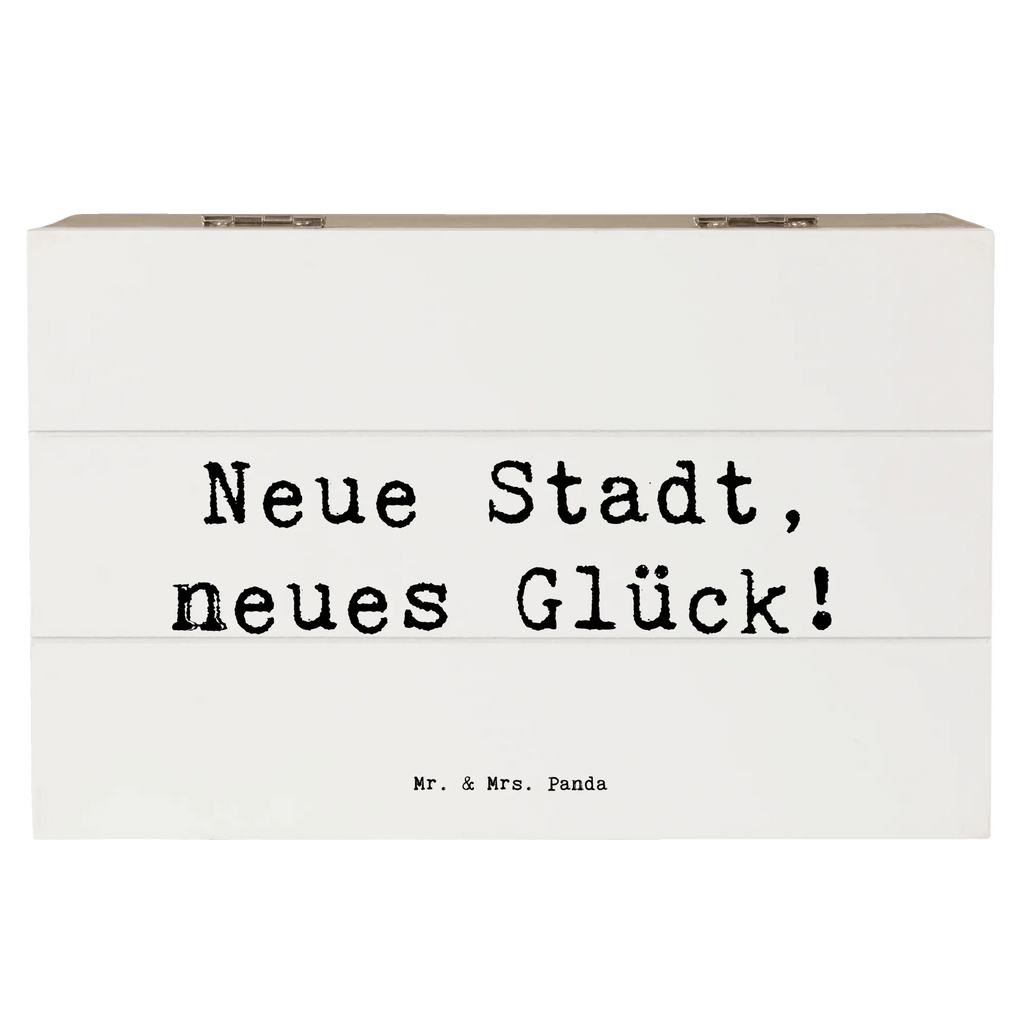 Wooden chest Saying Neue Stadt, neues Glück! XXL, Kiste, Schatulle, Aufbewahrungsbox, Geschenkdose, Truhe, Erinnerungsbox, Erinnerungskiste, Dekokiste, Schatzkiste, Geschenkbox, Holzkiste