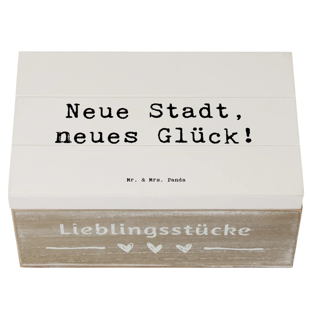 Wooden chest Saying Neue Stadt, neues Glück! XXL, Kiste, Schatulle, Aufbewahrungsbox, Geschenkdose, Truhe, Erinnerungsbox, Erinnerungskiste, Dekokiste, Schatzkiste, Geschenkbox, Holzkiste