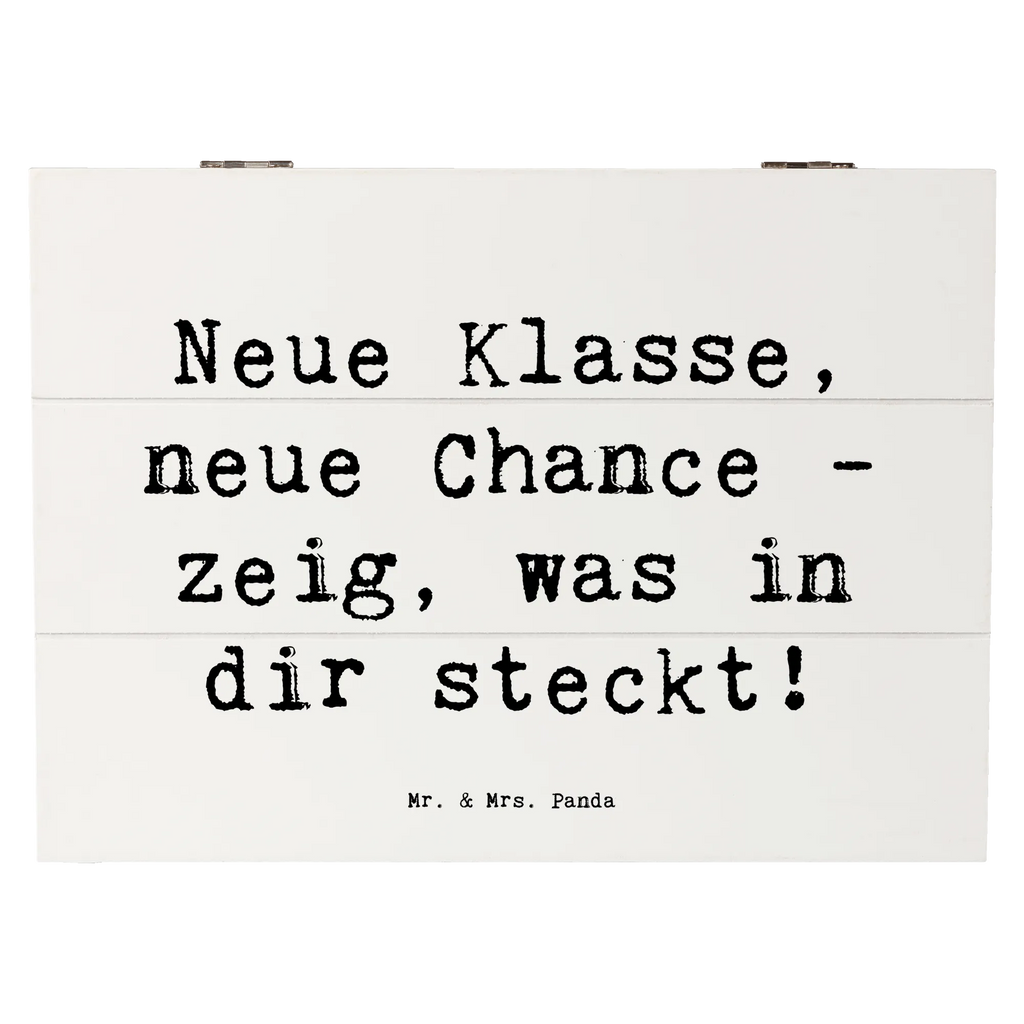Wooden chest Saying Neue Klasse, neue Chance - zeig, was in dir steckt! Dekokiste, Aufbewahrungsbox, Geschenkdose, Erinnerungsbox, Geschenkbox, Erinnerungskiste, Holzkiste, Truhe, Kiste, XXL, Schatulle, Schatzkiste
