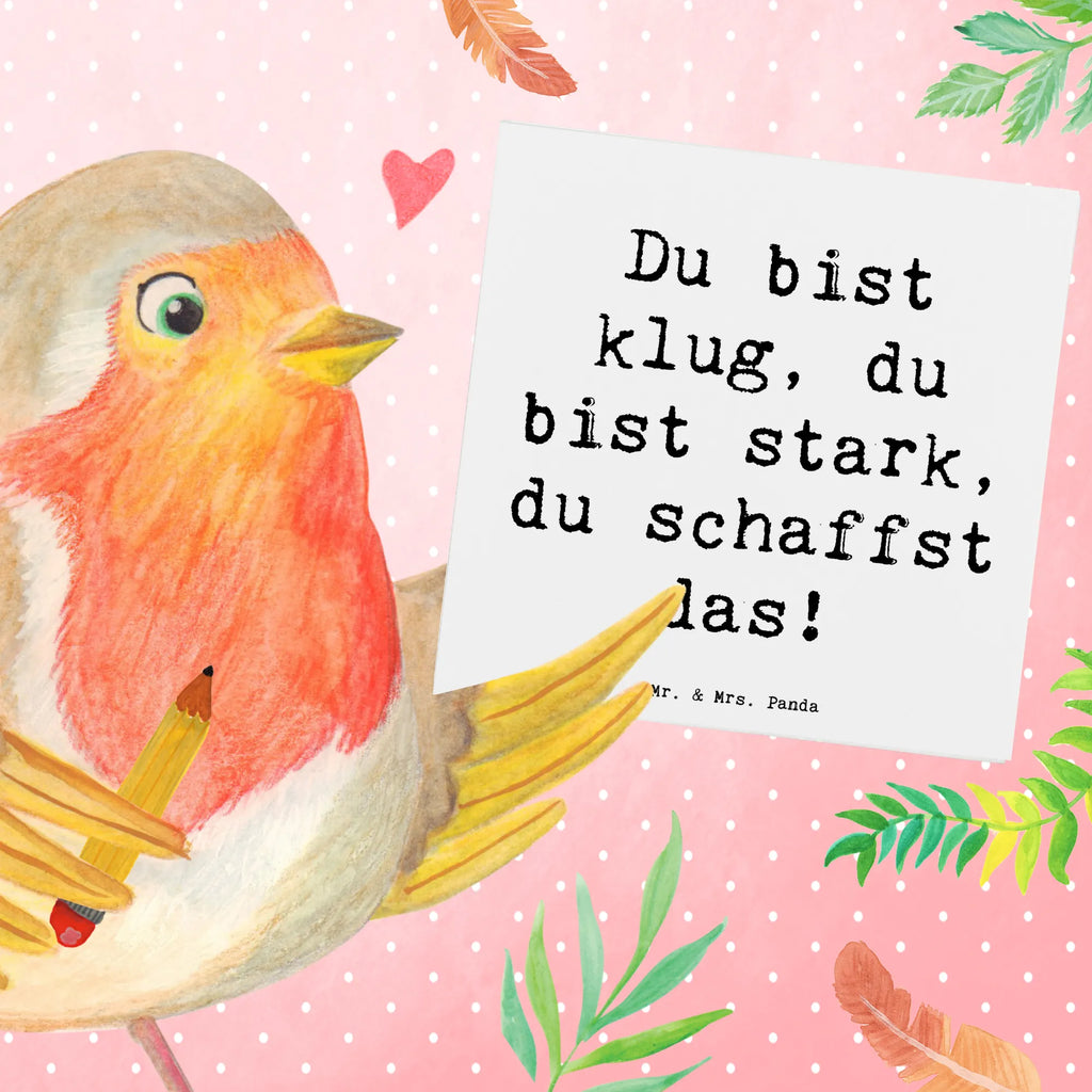 Deluxe Card Saying Du bist klug, du bist stark, du schaffst das! Karte, Hochwertige Grußkarte, Einladungskarte, Geburtstagskarte, Hochwertige Klappkarte, Klappkarte, Grußkarte, Hochzeitskarte, Glückwunschkarte, sprüche, zitate, spruch kollektion, inspiration, motivation, lebensweisheiten, geschenkideen, wanddeko, wohnaccessoires, sprüche sammlung, schöne sprüche, glück, liebe, freude, lächeln, alltag verschönern, nachhaltige geschenke, dekoration, kreativ, einzigartig, shopify, mr and mrs panda