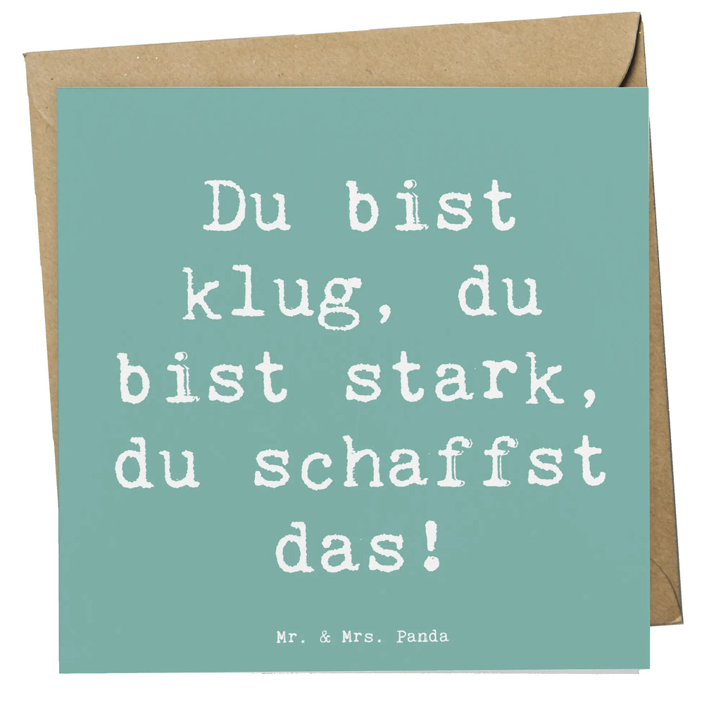 Deluxe Card Saying Du bist klug, du bist stark, du schaffst das! Karte, Hochwertige Grußkarte, Einladungskarte, Geburtstagskarte, Hochwertige Klappkarte, Klappkarte, Grußkarte, Hochzeitskarte, Glückwunschkarte, sprüche, zitate, spruch kollektion, inspiration, motivation, lebensweisheiten, geschenkideen, wanddeko, wohnaccessoires, sprüche sammlung, schöne sprüche, glück, liebe, freude, lächeln, alltag verschönern, nachhaltige geschenke, dekoration, kreativ, einzigartig, shopify, mr and mrs panda