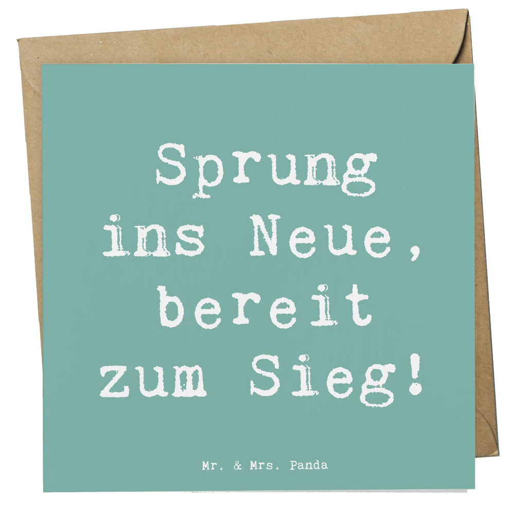 Deluxe Card Saying Sprung ins Neue, bereit zum Sieg! doppelkarte, Grußkarte, anlasskarte, faltkarte, Klappkarte, Glückwunschkarte, Dekoration, sprüche, zitate, spruch kollektion, inspiration, motivation, lebensweisheiten, geschenkideen, wanddeko, wohnaccessoires, sprüche sammlung, schöne sprüche, glück, liebe, freude, Lächeln, alltag verschönern, nachhaltige geschenke, Kreativ, Einzigartig, shopify, mr and mrs panda