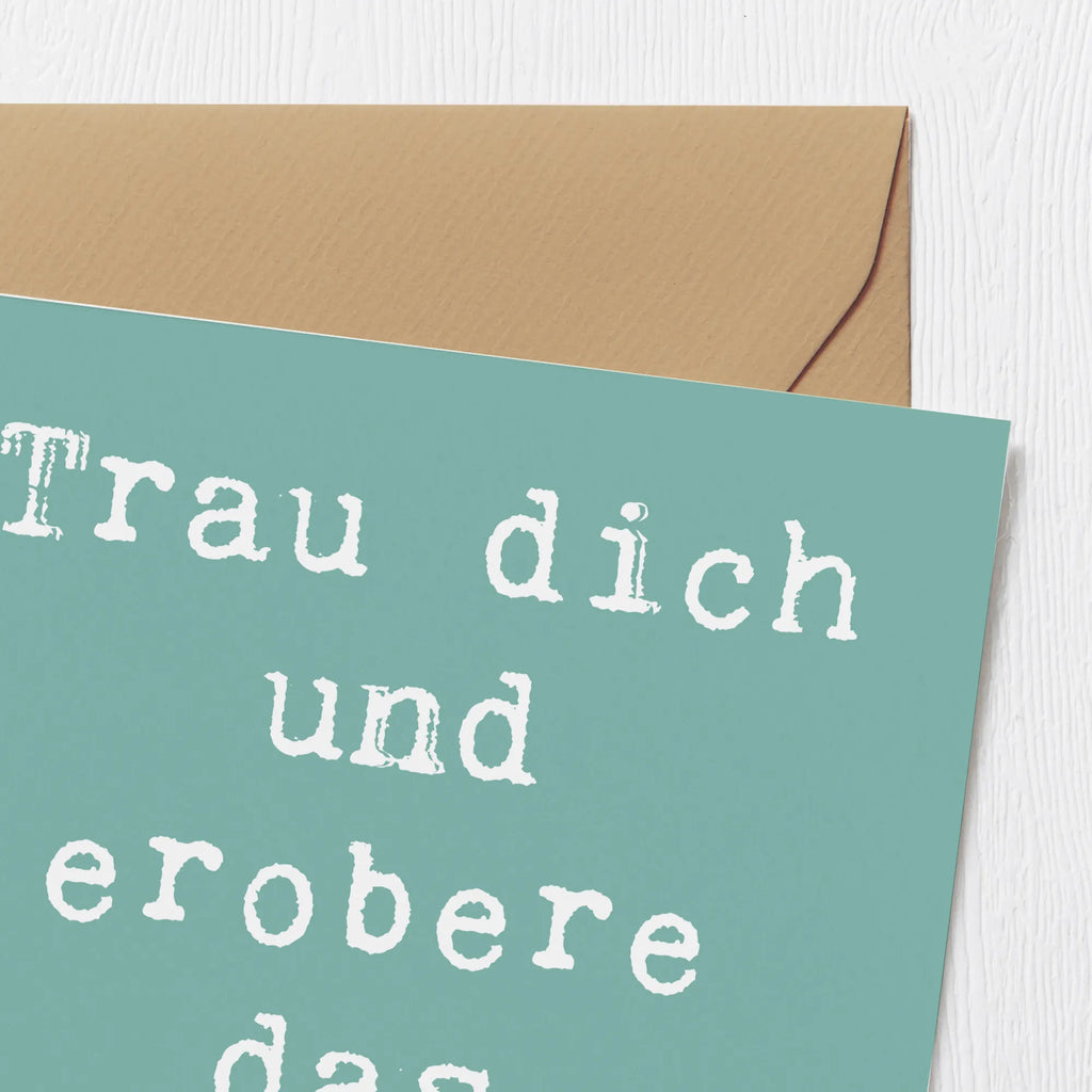 Deluxe Card Saying Trau dich und erobere das Spielfeld! Hochzeitskarte, Hochwertige Klappkarte, Klappkarte, Einladungskarte, Geburtstagskarte, Karte, Hochwertige Grußkarte, Grußkarte, Glückwunschkarte