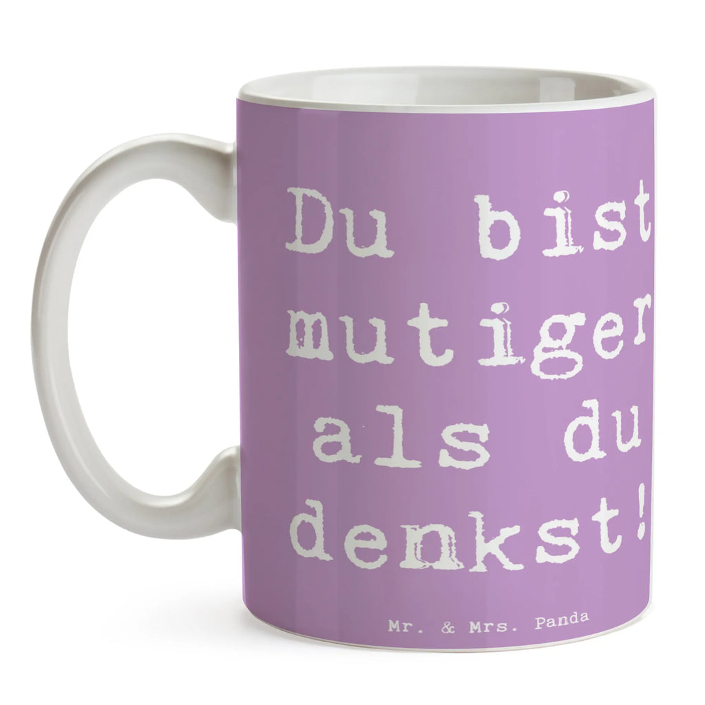 Mug Saying Du bist mutiger als du denkst! Tasse, Kaffeetasse, Keramiktasse, Tasse mit Motiven, Porzellantasse, Geschenktasse, Teetasse, Tasse mit Zitaten, Bürotasse
