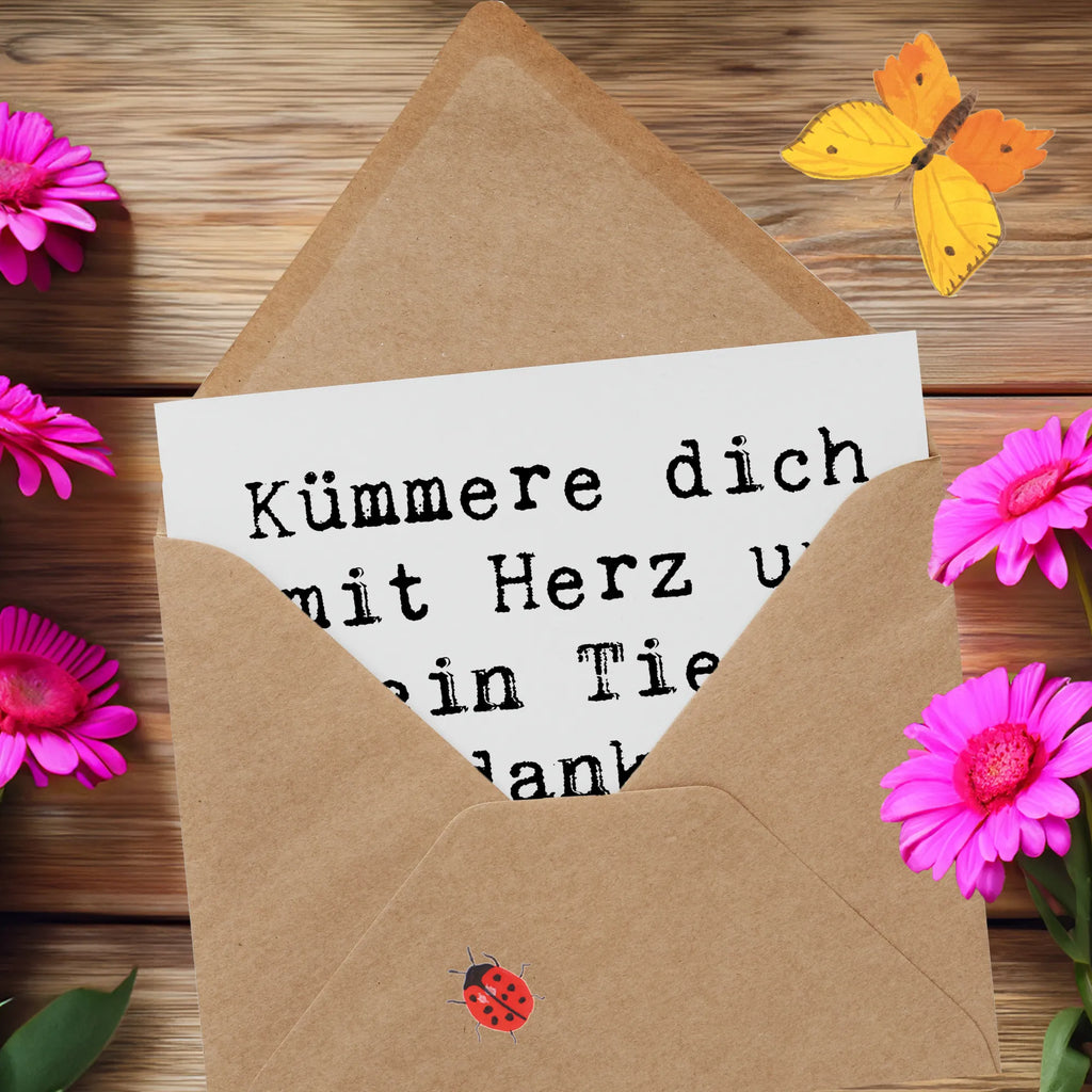 Deluxe Card Saying Kümmere dich mit Herz um dein Tier, es dankt es dir ein Leben lang. Hochwertige Klappkarte, Grußkarte, Klappkarte, Hochzeitskarte, Glückwunschkarte, Karte, Einladungskarte, Geburtstagskarte, Hochwertige Grußkarte