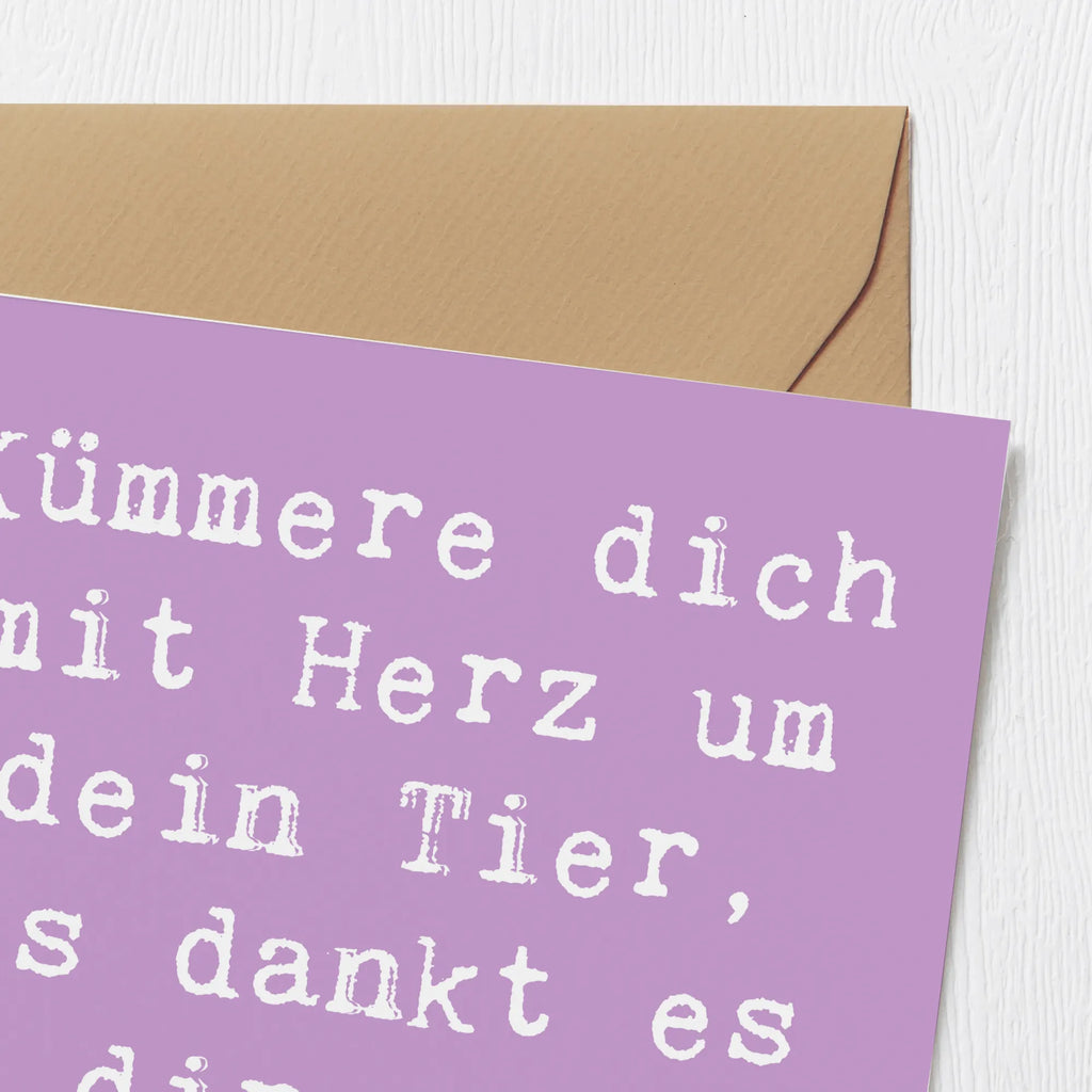 Deluxe Card Saying Kümmere dich mit Herz um dein Tier, es dankt es dir ein Leben lang. Hochwertige Klappkarte, Grußkarte, Klappkarte, Hochzeitskarte, Glückwunschkarte, Karte, Einladungskarte, Geburtstagskarte, Hochwertige Grußkarte