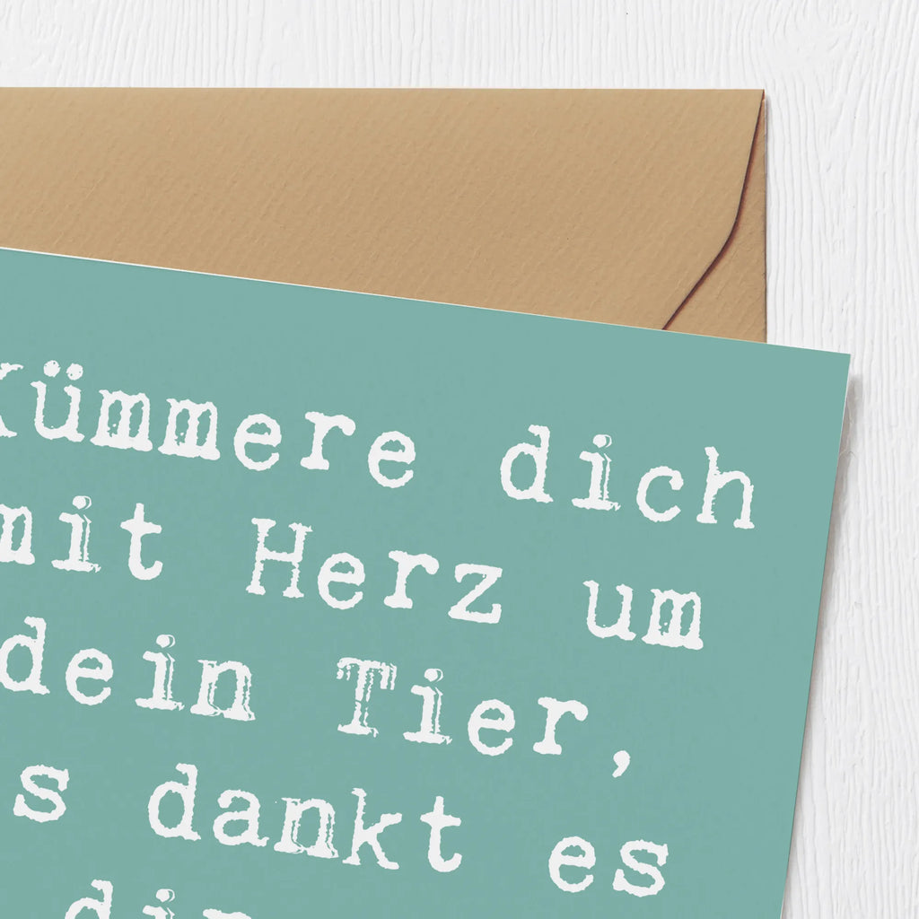Deluxe Card Saying Kümmere dich mit Herz um dein Tier, es dankt es dir ein Leben lang. Hochwertige Klappkarte, Grußkarte, Klappkarte, Hochzeitskarte, Glückwunschkarte, Karte, Einladungskarte, Geburtstagskarte, Hochwertige Grußkarte