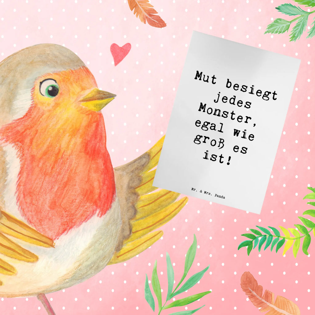 Greetings card Saying Mut besiegt jedes Monster, egal wie groß es ist! Klappkarte, Ansichtskarten, Hochzeitskarte, Karte, Einladungskarte, Geburtstagskarte, Glückwunschkarte, Grußkarte