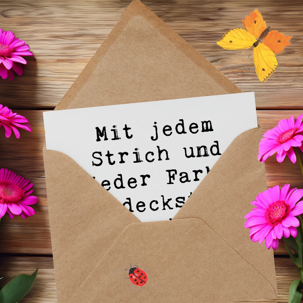 Deluxe Card Saying Mit jedem Strich und jeder Farbe entdeckst du eine Welt voller Wunder. Klappkarte, Hochwertige Grußkarte, Glückwunschkarte, Geburtstagskarte, Hochzeitskarte, Karte, Hochwertige Klappkarte, Grußkarte, Einladungskarte